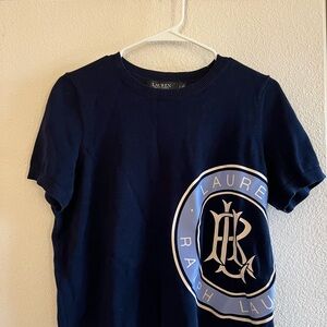 Ralph Lauren Womens Navy Blue Logo Tee
